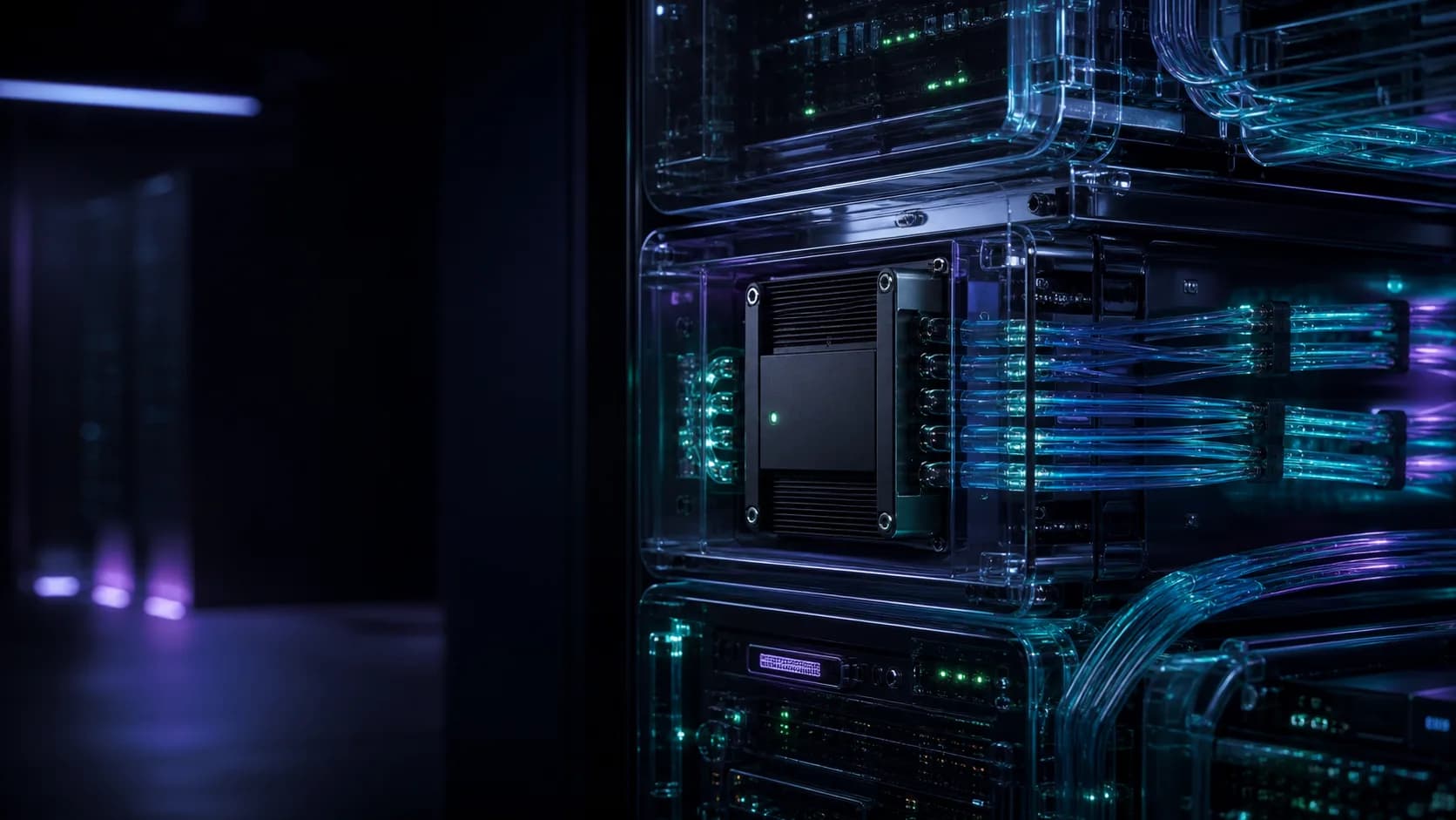 Glass-enclosed security hardware carrying protected script traffic